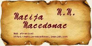 Matija Macedonac vizit kartica
